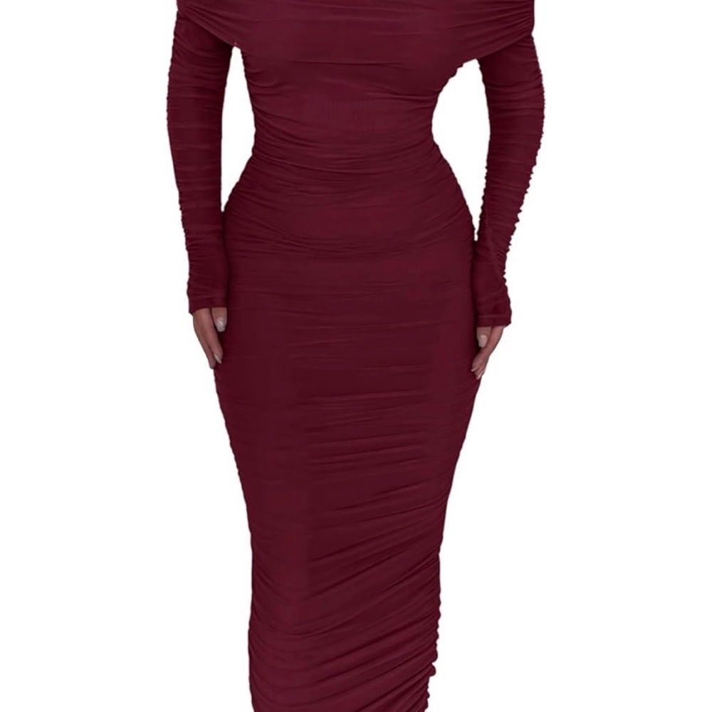 Elegant Burgundy Off-Shoulder Dress